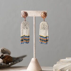 Chic Beaded Drop Earrings with Floral Accents